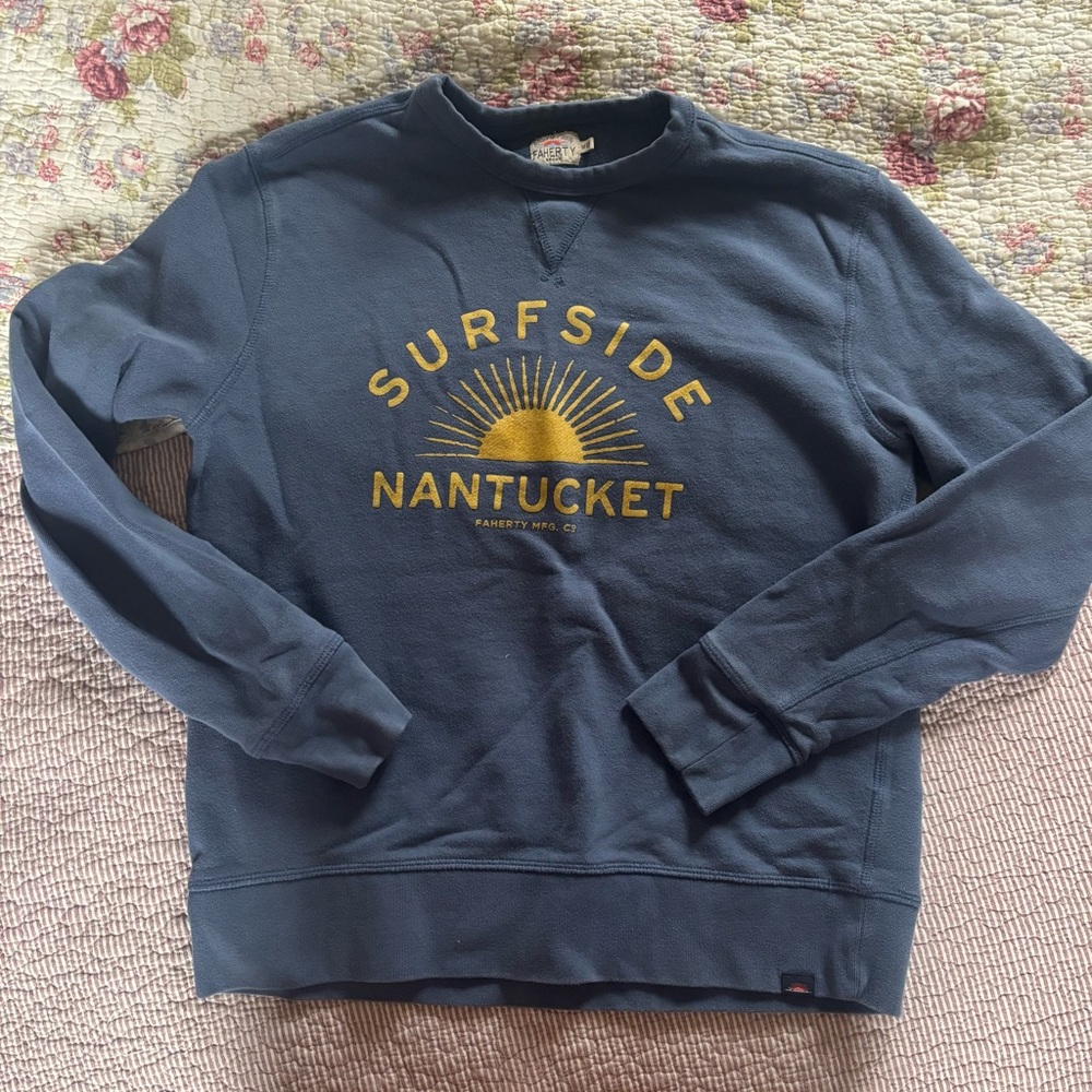 Faherty Surfside Blue Terry Crewneck